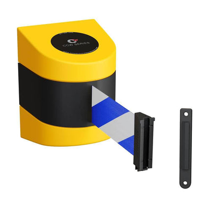 CCW Series WMB-230- Wall Mounted Retractable Belt Barrier With Yellow Fixed ABS Case- 20, 25 & 30 Ft. Belts