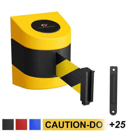 CCW Series WMB-230- Wall Mounted Retractable Belt Barrier With Yellow Fixed ABS Case- 20, 25 & 30 Ft. Belts