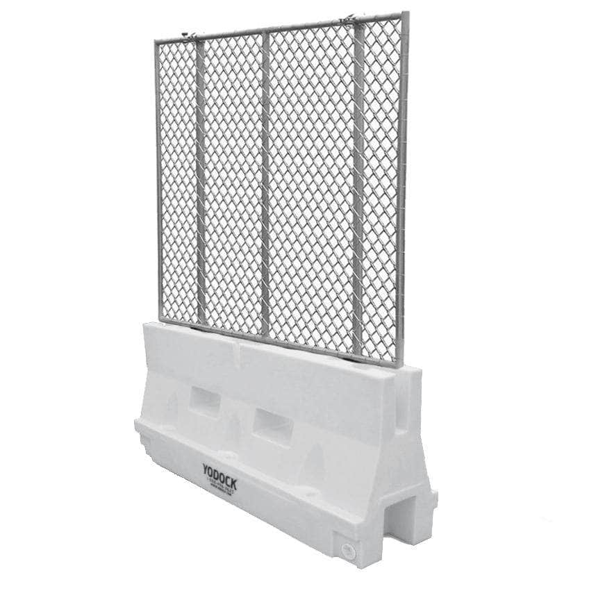 Yodock 2001M Water/Sand Fillable Jersey Barrier with Fencing - 32 in. H x 72 in. L x 18 in. W, 75 lbs - Crowd Control Warehouse